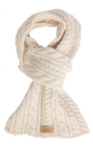 House Of Bruar Ladies Cable Button Wrap Scarf - Cream