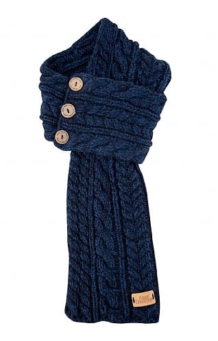 House Of Bruar Ladies Cable Button Wrap Scarf, Navy Mix