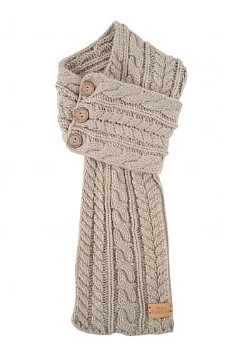 House Of Bruar Ladies Cable Button Wrap Scarf, Oatmeal