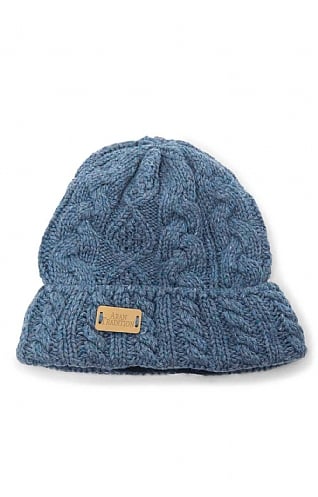 House Of Bruar Ladies Donegal Cable Beanie, Denim Blue