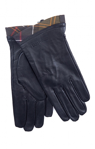 Barbour Tartan Trim Leather Gloves