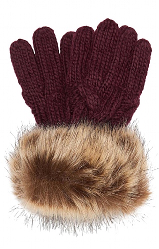 Ladies Barbour Penshaw Knitted Gloves, Bordeaux