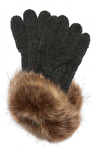 Ladies Barbour Penshaw Knitted Gloves, Charcoal Grey