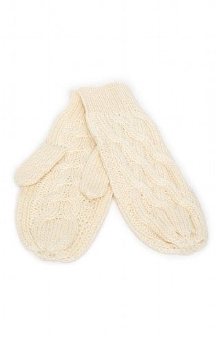 House Of Bruar Ladies Pure New Wool Aran Mittens - Ecru beige, Ecru