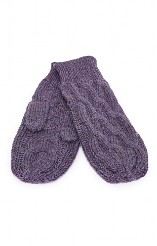 House Of Bruar Ladies Pure New Wool Aran Mittens, Heather