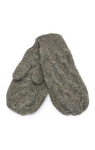 House Of Bruar Ladies Pure New Wool Aran Mittens, Lichen