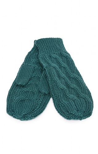 House Of Bruar Ladies Pure New Wool Aran Mittens, Teal