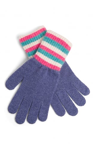 House of Bruar Ladies Cashmere Striped Gloves, Jewel