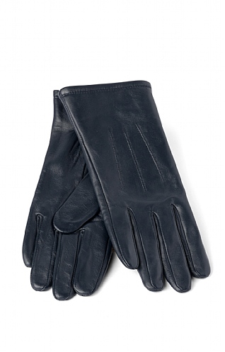 House Of Bruar Ladies Full Leather Gloves, Dark Navy