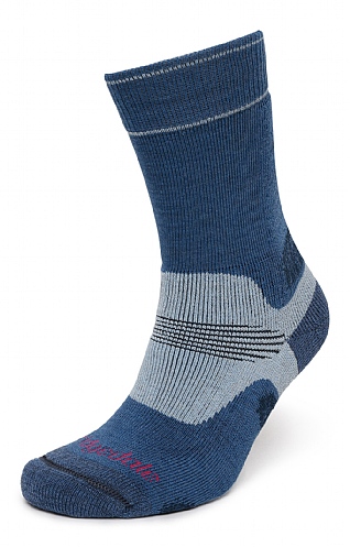 Ladies Wool Blend Mid Weight Hike Sock, Blue/Sky