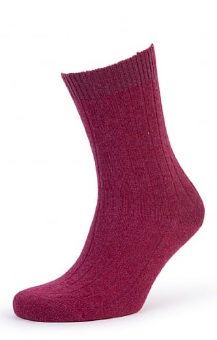 Pantherella Ladies Ribbed Cashmere Socks, Damson
