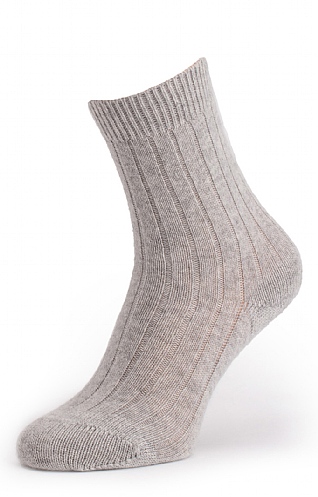 Pantherella Ladies Ribbed Cashmere Socks - Light Grey, Light Grey