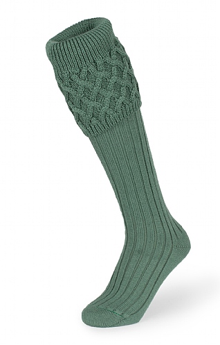 House of Cheviot Merino Plain Shooting Socks, Ancient Green