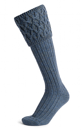 House of Cheviot Merino Plain Shooting Socks, Blue Lovat