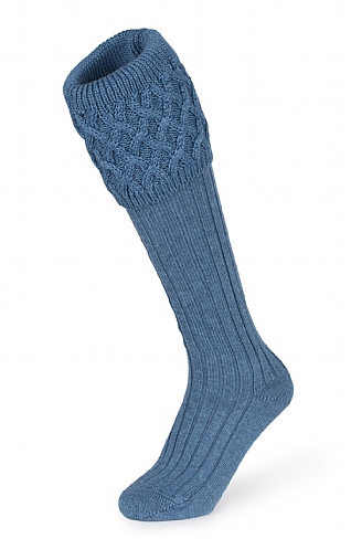 House of Cheviot Merino Plain Shooting Socks, Blue Mix