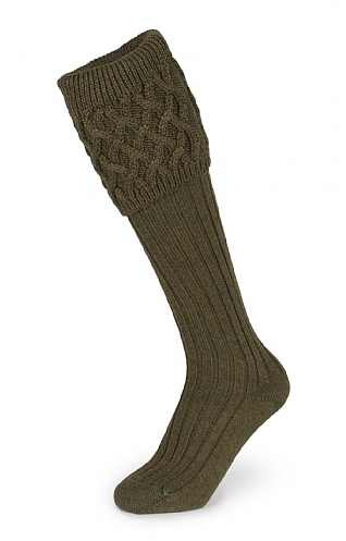 House of Cheviot Merino Plain Shooting Socks, Bracken