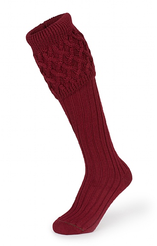 House of Cheviot Merino Plain Shooting Socks, Brick Red