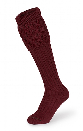 House of Cheviot Merino Plain Shooting Socks - Burgundy red, Burgundy