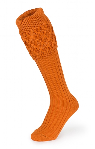 House of Cheviot Merino Plain Shooting Socks, Burnt Orange