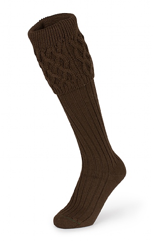 House of Cheviot Merino Plain Shooting Socks, Dark Natural