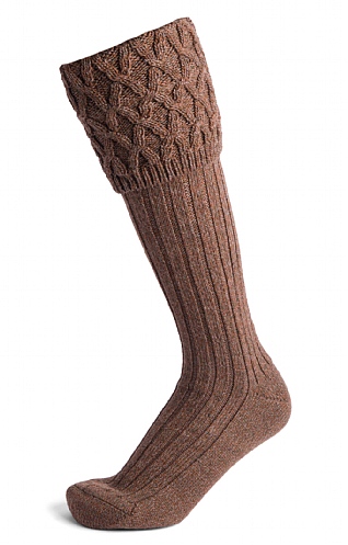 House of Cheviot Merino Plain Shooting Socks, Hazelnut