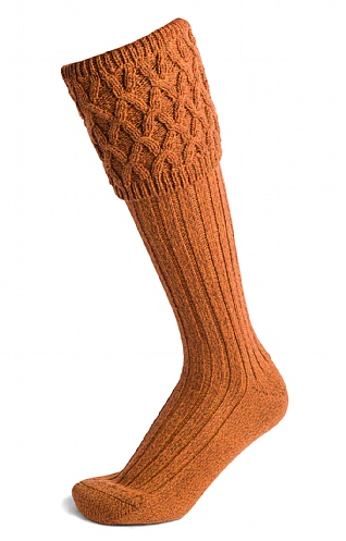 House of Cheviot Merino Plain Shooting Socks, Honeysuckle