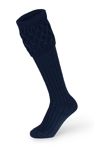 House of Cheviot Merino Plain Shooting Socks - Navy Blue, Navy