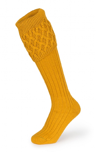 House of Cheviot Merino Plain Shooting Socks, Ochre