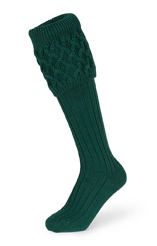 House of Cheviot Merino Plain Shooting Socks, Tartan Green