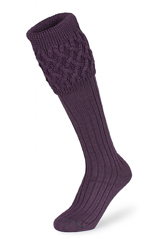 House of Cheviot Merino Plain Shooting Socks, Thistle