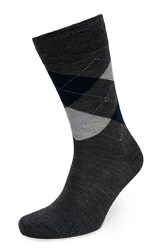 Mens Argyle Edinburgh Socks - Mid Grey, Mid Grey