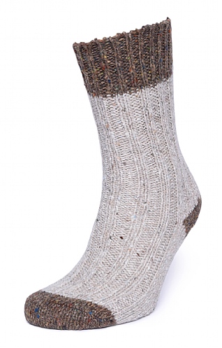 House of Bruar Ladies Flecks Plus Socks, Beige/Brown