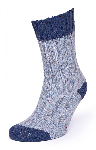 House of Bruar Ladies Flecks Plus Socks, Dark Grey/Navy