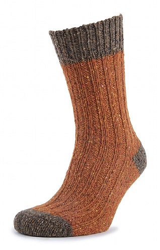 House of Bruar Ladies Flecks Plus Socks, Orange/Brown