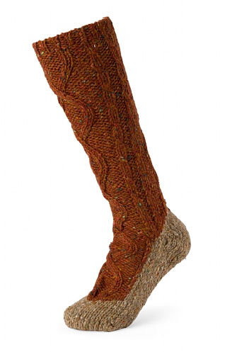 House of Bruar Ladies Donegal Socks, Copper/Mushroom