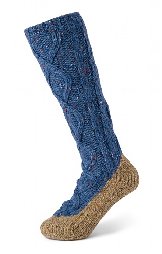 House of Bruar Ladies Donegal Socks, Denim/Mushroom