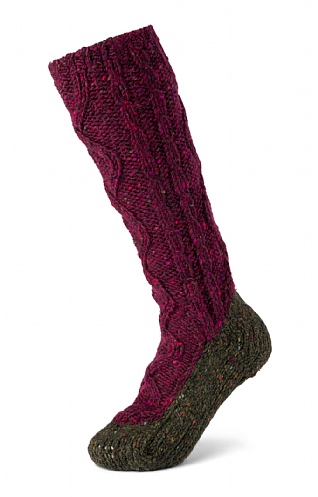 House of Bruar Ladies Donegal Socks, Plum Dark Loden