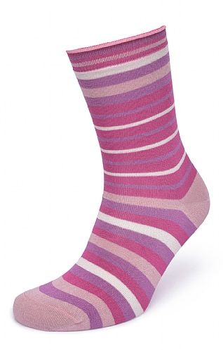 Thought Ladies Lucia Bamboo Stripe Socks, Raspberry Pink