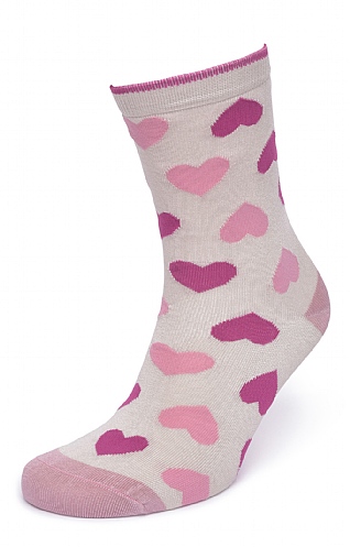 Thought Ladies Haddie Bamboo Heart Socks, Stone White