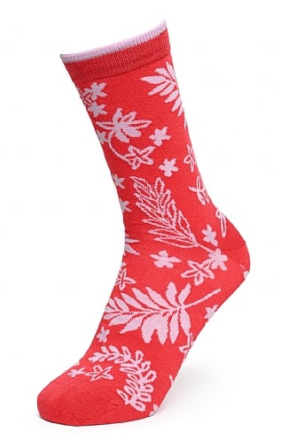 Thought Ladies Bamboo Floral Socks, Strawberry Red