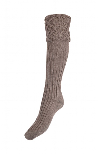 House of Cheviot Ladies Merino Cable Socks, Bison