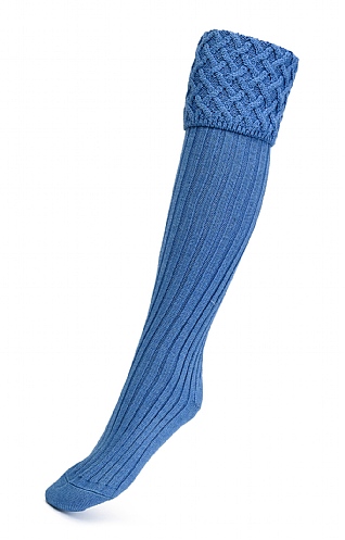 House of Cheviot Ladies Merino Cable Socks, Bluebell
