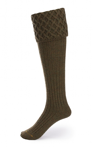 House of Cheviot Ladies Merino Cable Socks, Bracken