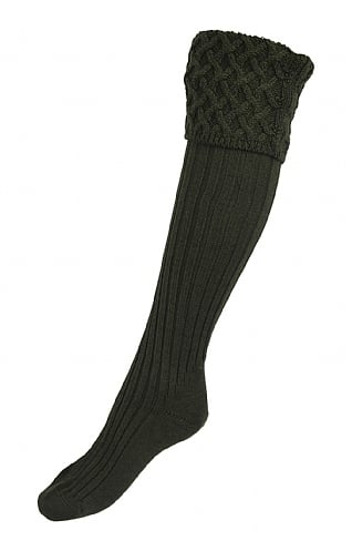 House of Cheviot Ladies Merino Cable Socks, Spruce