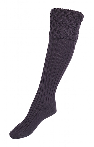 House of Cheviot Ladies Merino Cable Socks, Thistle
