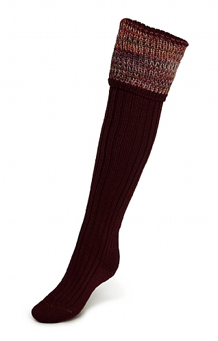 House of Cheviot Ladies Merino Katrine Sock - Burgundy red, Burgundy