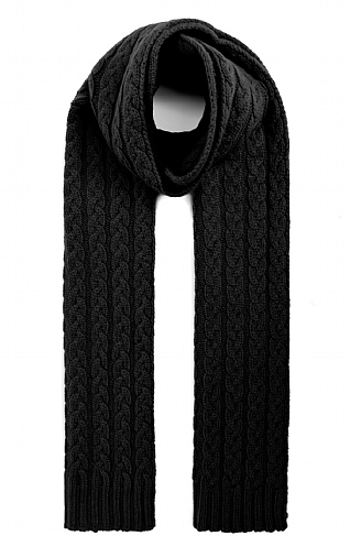 House Of Bruar Ladies Cashmere Cable Scarf - Black