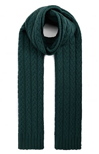 House Of Bruar Ladies Cashmere Cable Scarf - Bottle Green