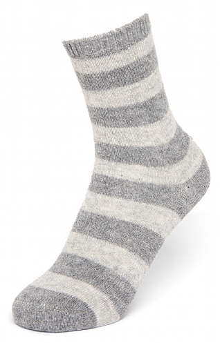 House of Bruar Ladies Cashmere Striped Socks - Mid Grey/Silver, Mid Grey/Silver