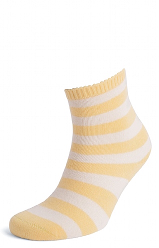 House of Bruar Ladies Cashmere Striped Socks, Primrose/White